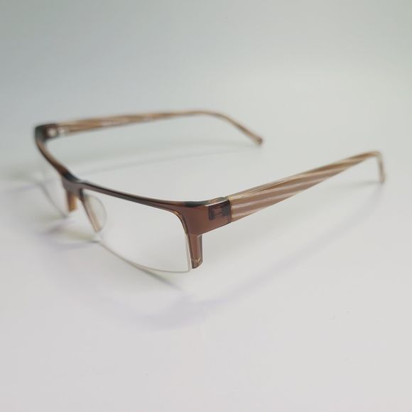 O&X New York OP-34 eyeglasses brown stripe rectangular full frame 51-18 145 C7 - Picture 4 of 11